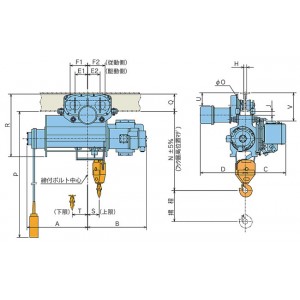 普通形電動横行インバータホイスト（12m/500kg）巻上インバータ付
